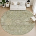 thumbnail image 1 of Addison Rugs Mayfield Premium Machine Washable Traditional Global Sage Round Rug, 8' X 8' Machine Washable Traditional Global Sage Oversized Sherpa Throw Blanket, 1 of 6