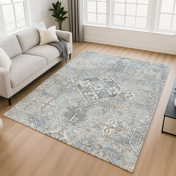 Addison Rugs Mayfield Premium Machine Washable Traditional Global Sky Rectangle Rug, 10' x 14'