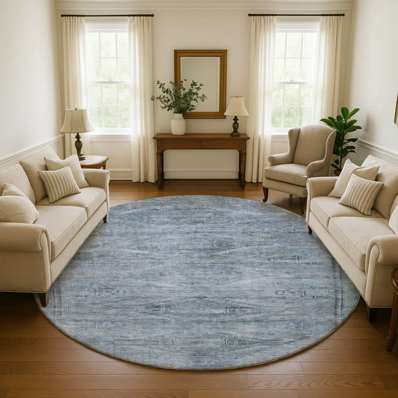 Addison Rugs Mayfield Premium Machine Washable Traditional Global Sky Round Rug, 8' x 8'