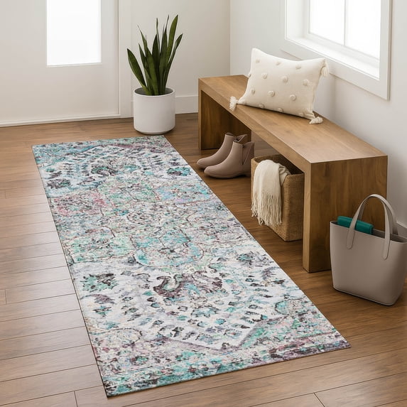 Addison Rugs Mayfield Premium Machine Washable Traditional Global Sky Runner Rug, 2'3" x 7'6"