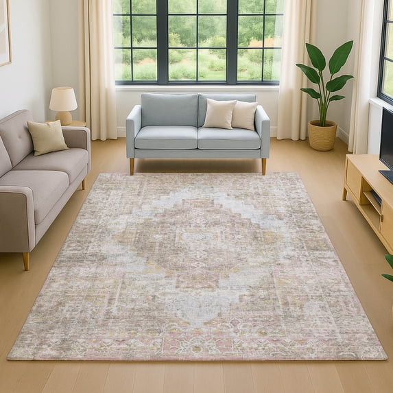 Addison Rugs Mayfield Premium Machine Washable Traditional Global Taupe Rectangle Rug, 10' x 14'