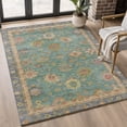 thumbnail image 1 of Addison Rugs Mayfield Premium Machine Washable Traditional Global Teal Rectangle Rug, 10' X 14' Machine Washable Traditional Global Teal Oversized Sherpa Throw Blanket, 1 of 6