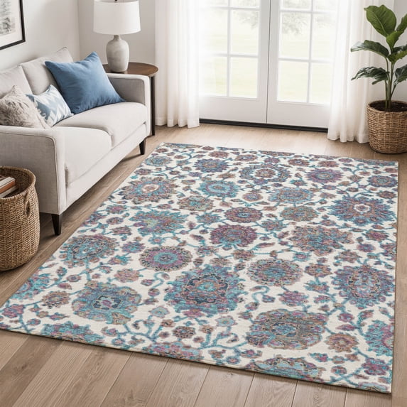 Addison Rugs Mayfield Premium Machine Washable Traditional Global Teal Rectangle Rug, 10' x 14'