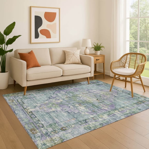 Addison Rugs Mayfield Premium Machine Washable Traditional Global Teal Rectangle Rug, 10' x 14'