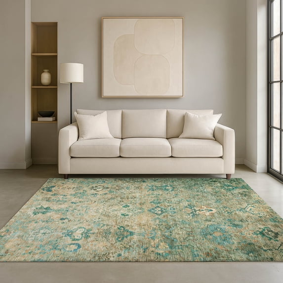 Addison Rugs Mayfield Premium Machine Washable Traditional Global Teal Rectangle Rug, 10' x 14'