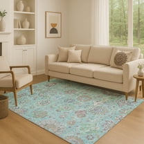 Addison Rugs Mayfield Premium Machine Washable Traditional Global Teal Rectangle Rug, 10' x 14'
