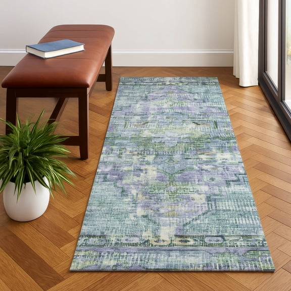 Addison Rugs Mayfield Premium Machine Washable Traditional Global Teal Runner Rug, 2'3" x 7'6"