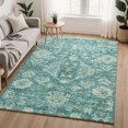 thumbnail image 1 of Addison Rugs Mayfield Premium Machine Washable Traditional Global Turquoise Rectangle Rug, 10' x 14', 1 of 6