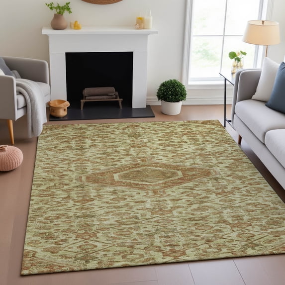 Addison Rugs Mayfield Premium Machine Washable Traditional Medallion Beige Rectangle Rug, 3' x 5'