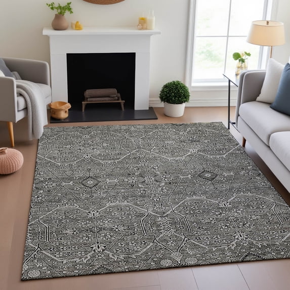 Addison Rugs Mayfield Premium Machine Washable Traditional Panel Pewter Rectangle Rug, 5' x 7'6"