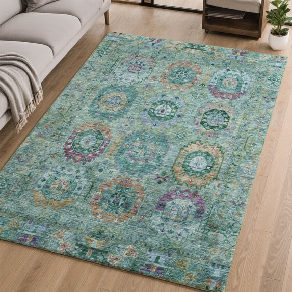 Addison Rugs Mayfield Premium Machine Washable Traditional Panel Teal Rectangle Rug, 10' x 14'