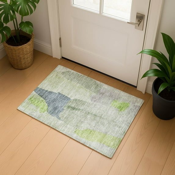 Addison Rugs Mayfield Premium Machine Washable Transitional Abstract Aloe Rectangle Rug, 1'8" x 2'6"