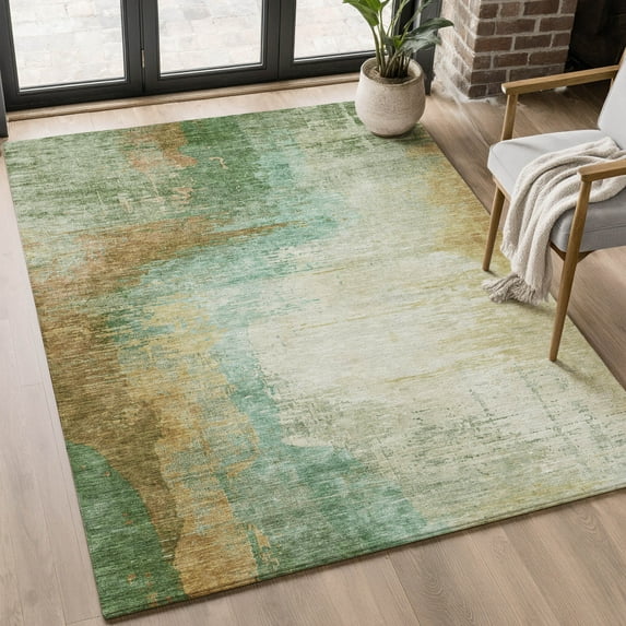 Addison Rugs Mayfield Premium Machine Washable Transitional Abstract Aloe Rectangle Rug, 10' x 14'
