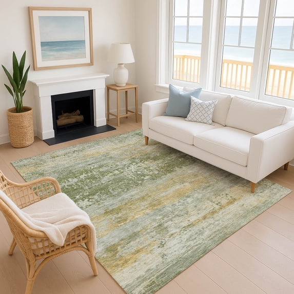 Addison Rugs Mayfield Premium Machine Washable Transitional Abstract Aloe Rectangle Rug, 10' x 14'