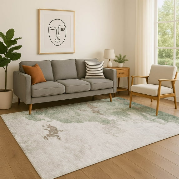 Addison Rugs Mayfield Premium Machine Washable Transitional Abstract Aloe Rectangle Rug, 8' x 10'