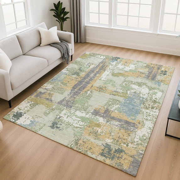 Addison Rugs Mayfield Premium Machine Washable Transitional Abstract Aloe Rectangle Rug, 8' x 10'