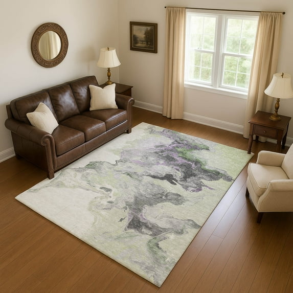 Addison Rugs Mayfield Premium Machine Washable Transitional Abstract Aloe Rectangle Rug, 9' x 12'