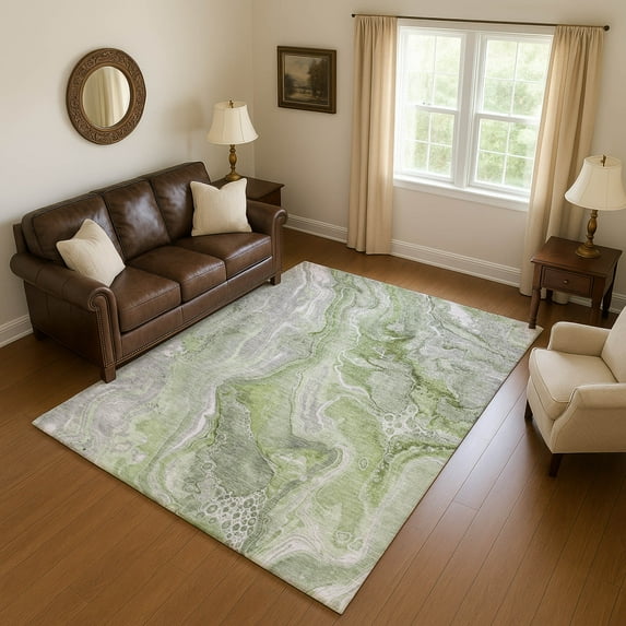Addison Rugs Mayfield Premium Machine Washable Transitional Abstract Aloe Rectangle Rug, 9' x 12'
