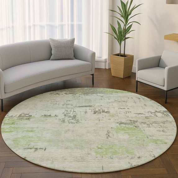 Addison Rugs Mayfield Premium Machine Washable Transitional Abstract Aloe Round Rug, 8' x 8'