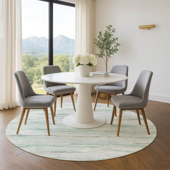 Addison Rugs Mayfield Premium Machine Washable Transitional Abstract Aloe Round Rug, 8' x 8'