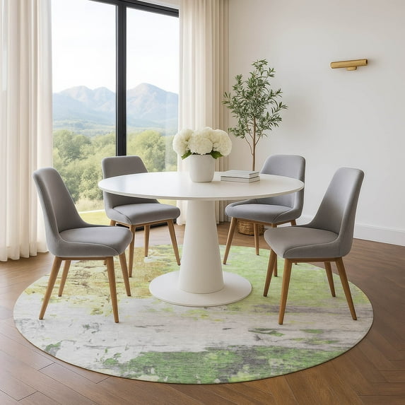 Addison Rugs Mayfield Premium Machine Washable Transitional Abstract Aloe Round Rug, 8' x 8'