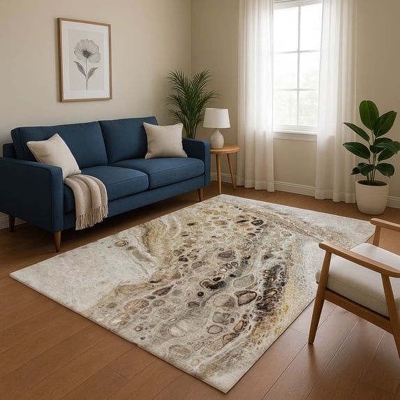 Addison Rugs Mayfield Premium Machine Washable Transitional Abstract Beige Rectangle Rug, 2'6" x 3'10"