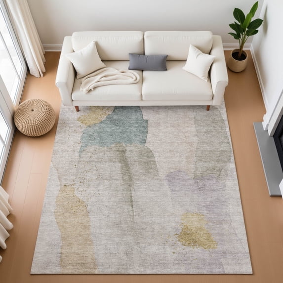 Addison Rugs Mayfield Premium Machine Washable Transitional Abstract Beige Rectangle Rug, 2'6" x 3'10"