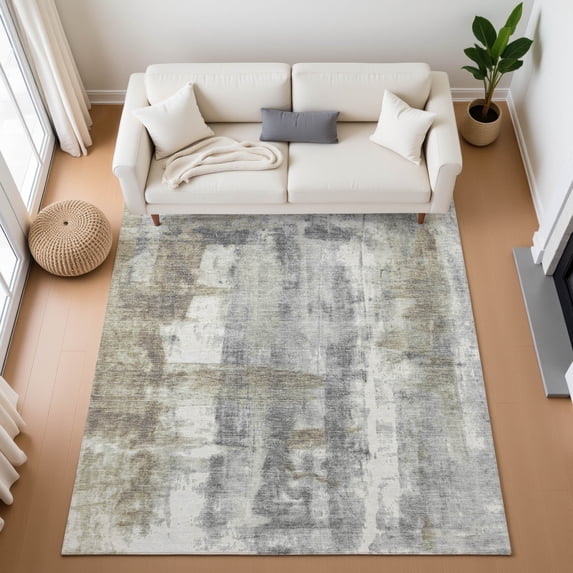 Addison Rugs Mayfield Premium Machine Washable Transitional Abstract Beige Rectangle Rug, 2'6" x 3'10"