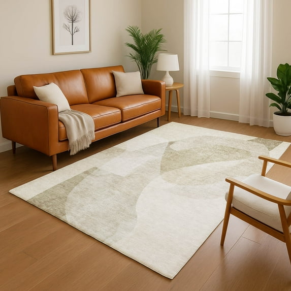 Addison Rugs Mayfield Premium Machine Washable Transitional Abstract Beige Rectangle Rug, 3' X 5' Machine Washable Transitional Abstract Beige Oversized Sherpa Throw Blanket