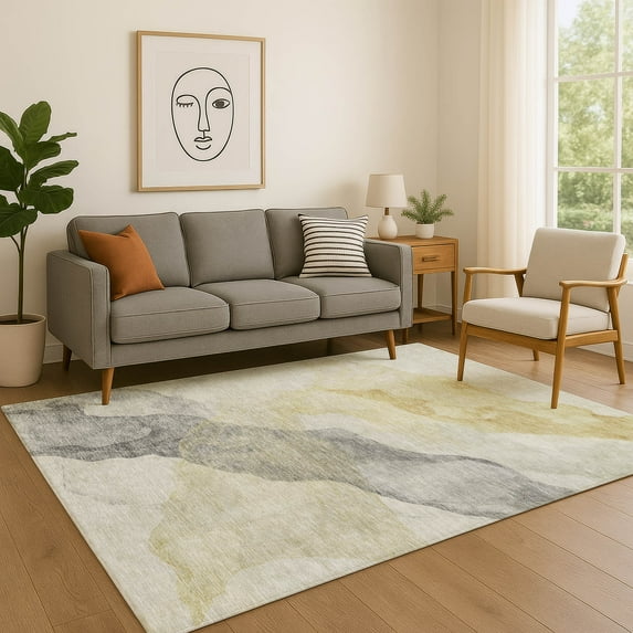 Addison Rugs Mayfield Premium Machine Washable Transitional Abstract Beige Rectangle Rug, 9' x 12'