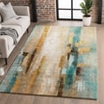 thumbnail image 1 of Addison Rugs Mayfield Premium Machine Washable Transitional Abstract Beige Rectangle Rug, 9' X 12' Machine Washable Transitional Abstract Beige Oversized Sherpa Throw Blanket, 1 of 6