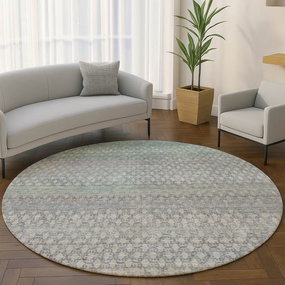 Addison Rugs Mayfield Premium Machine Washable Transitional Abstract Beige Round Rug, 8' x 8'
