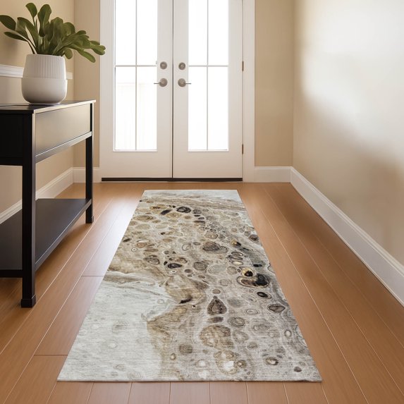 Addison Rugs Mayfield Premium Machine Washable Transitional Abstract Beige Runner Rug, 2'3" x 7'6"