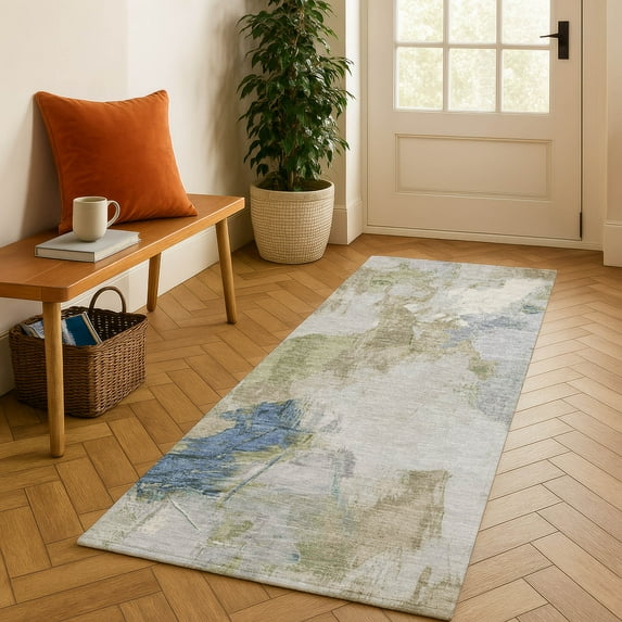 Addison Rugs Mayfield Premium Machine Washable Transitional Abstract Beige Runner Rug, 2'3" x 7'6"