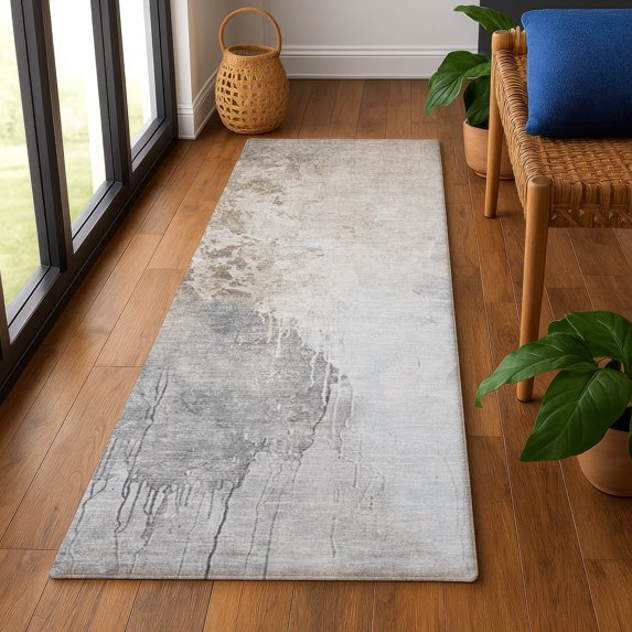 Addison Rugs Mayfield Premium Machine Washable Transitional Abstract Beige Runner Rug, 2'3" x 7'6"