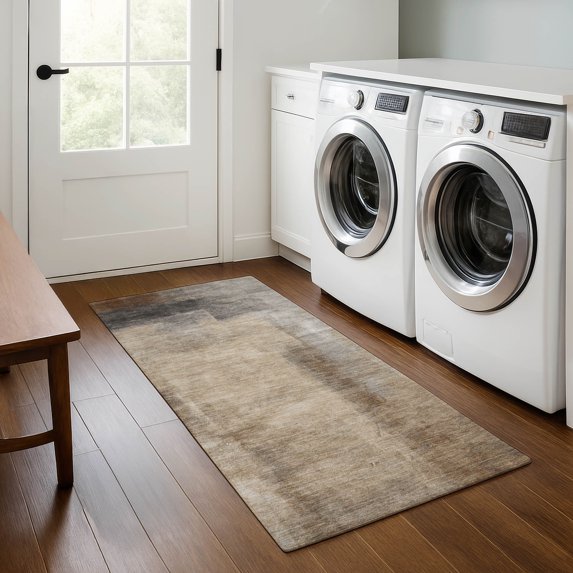 Addison Rugs Mayfield Premium Machine Washable Transitional Abstract Beige Runner Rug, 2'3" x 7'6"