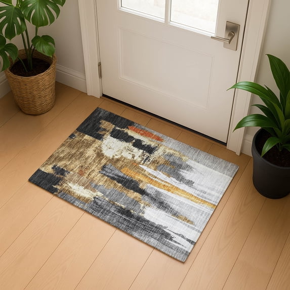 Addison Rugs Mayfield Premium Machine Washable Transitional Abstract Black Rectangle Rug, 1'8" x 2'6"
