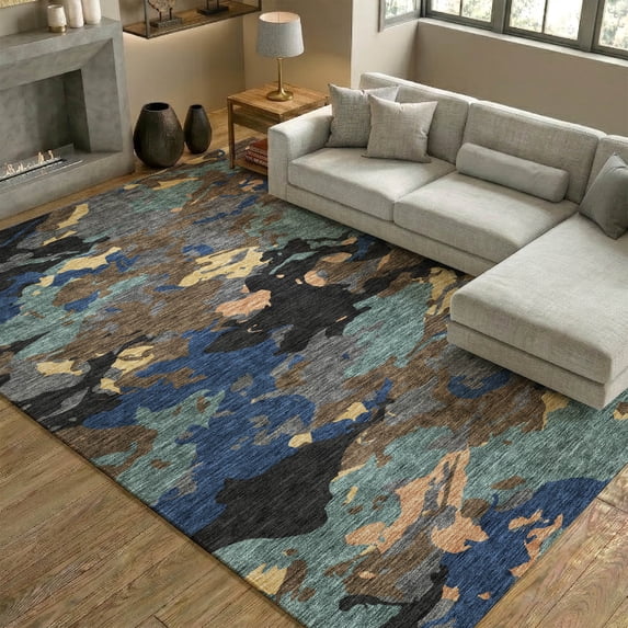 Addison Rugs Mayfield Premium Machine Washable Transitional Abstract Black Rectangle Rug, 3' x 5'