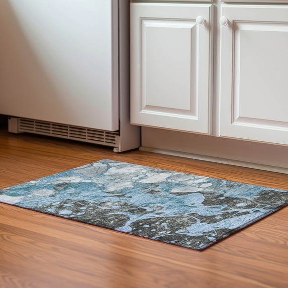 Addison Rugs Mayfield Premium Machine Washable Transitional Abstract Blue Rectangle Rug, 1'8" x 2'6"
