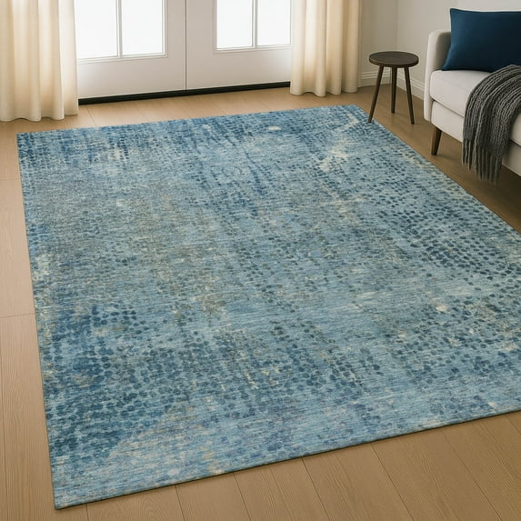 Addison Rugs Mayfield Premium Machine Washable Transitional Abstract Blue Rectangle Rug, 3' x 5'