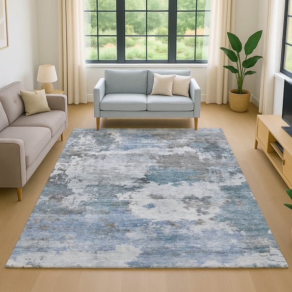 Addison Rugs Mayfield Premium Machine Washable Transitional Abstract Blue Rectangle Rug, 3' x 5'