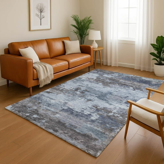 Addison Rugs Mayfield Premium Machine Washable Transitional Abstract Blue Rectangle Rug, 5' x 7'6"