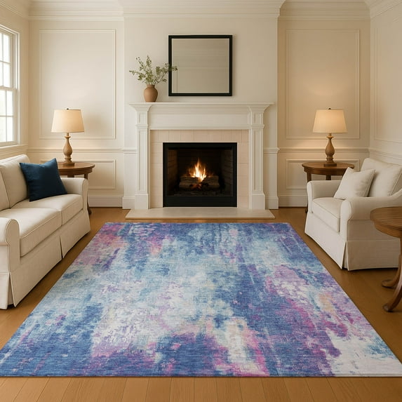 Addison Rugs Mayfield Premium Machine Washable Transitional Abstract Blue Rectangle Rug, 8' x 10'