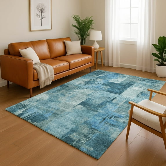 Addison Rugs Mayfield Premium Machine Washable Transitional Abstract Blue Rectangle Rug, 8' x 10'