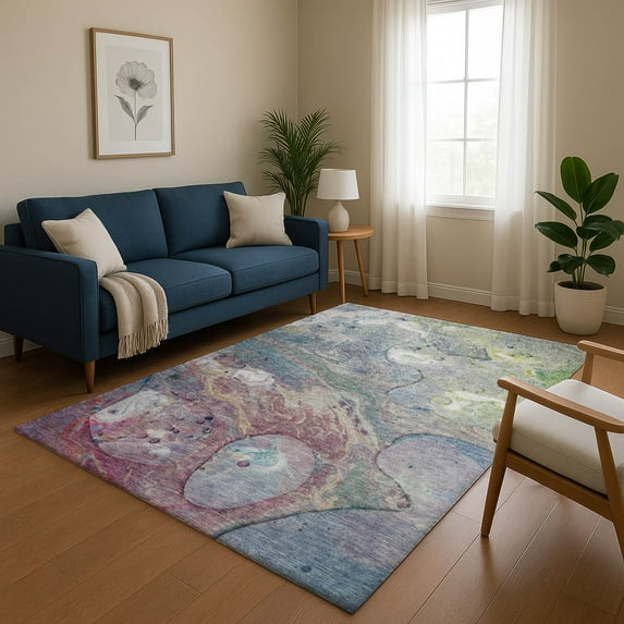 Addison Rugs Mayfield Premium Machine Washable Transitional Abstract Blue Rectangle Rug, 8' x 10'