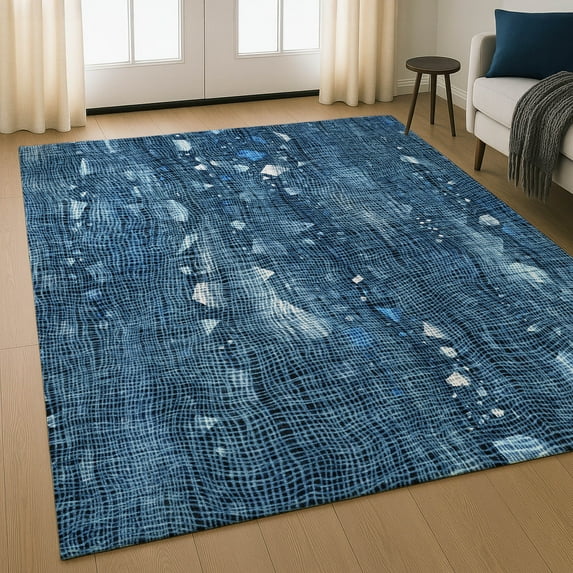 Addison Rugs Mayfield Premium Machine Washable Transitional Abstract Blue Rectangle Rug, 9' x 12'