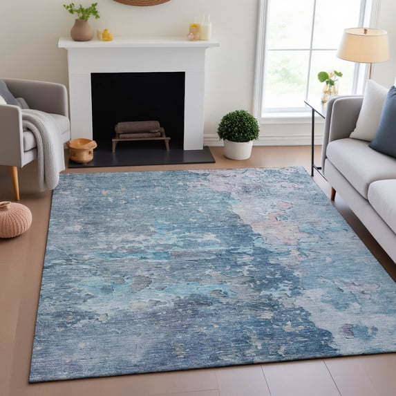 Addison Rugs Mayfield Premium Machine Washable Transitional Abstract Blue Rectangle Rug, 9' x 12'