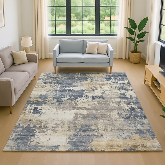 Addison Rugs Mayfield Premium Machine Washable Transitional Abstract Blue Rectangle Rug, 9' x 12'