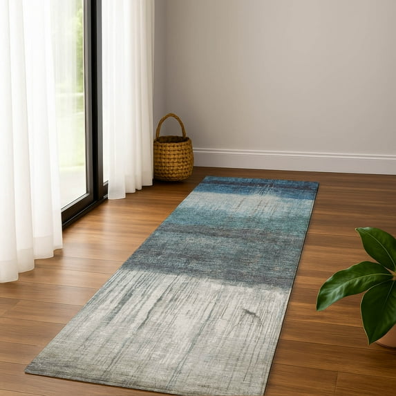Addison Rugs Mayfield Premium Machine Washable Transitional Abstract Blue Runner Rug, 2'3" X 7'6" Machine Washable Transitional Abstract Blue Oversized Sherpa Throw Blanket