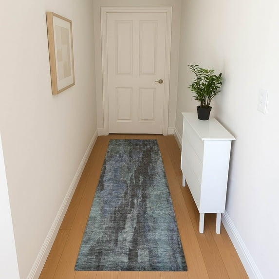 Addison Rugs Mayfield Premium Machine Washable Transitional Abstract Blue Runner Rug, 2'3" x 7'6"